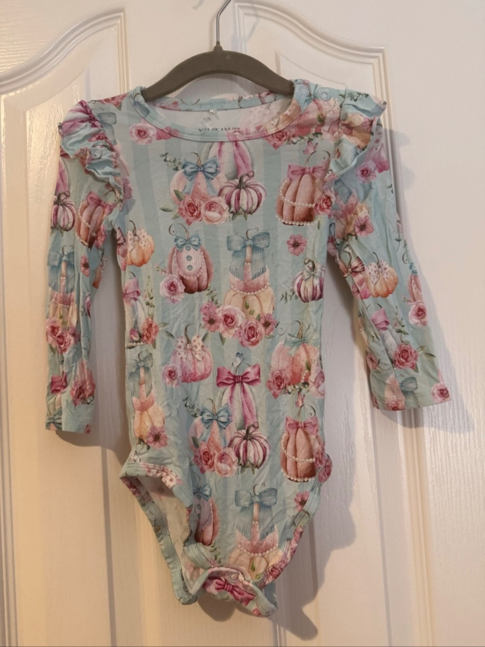 Posh Peanut Pink Pumpkin Ruffle Long Sleeve Bodysuit 2t
